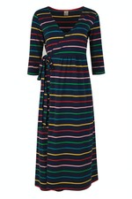 Frugi Womens Rainbow Dress - Maternity & Nursing Dress - Indigo Rainbow Stripe