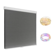 Blackout Cellular Shades Cordless Pull Down Cellular Blinds with LED Lights T...