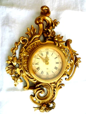 schöne Wanduhr von Jaeger - 60er Jahre im schweren vergoldeten Metallgehäuse - Bild 1 von 4
