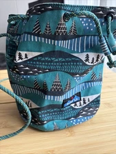 Kavu Bucket Rope Drawstring Bag - Green, Blue, White, Mountains