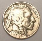 1936 Buffalo Indian Head Nickel 5 Cents Coin VF+
