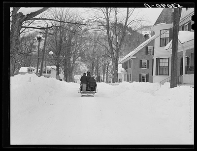 #ad Woodstock Vermont G.W. Clarke Butter Sellers Sled 1940 Snow Street Scene $13.49