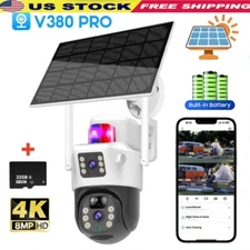 Solar Powered Battery Wifi Pan/Tilt Home Security Camera System Wireless USA