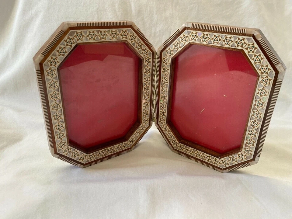 Cuadro egipcio con incrustaciones de madreperla marco doble octágono 11,5" X 7" # 563 Foto 2 de 4