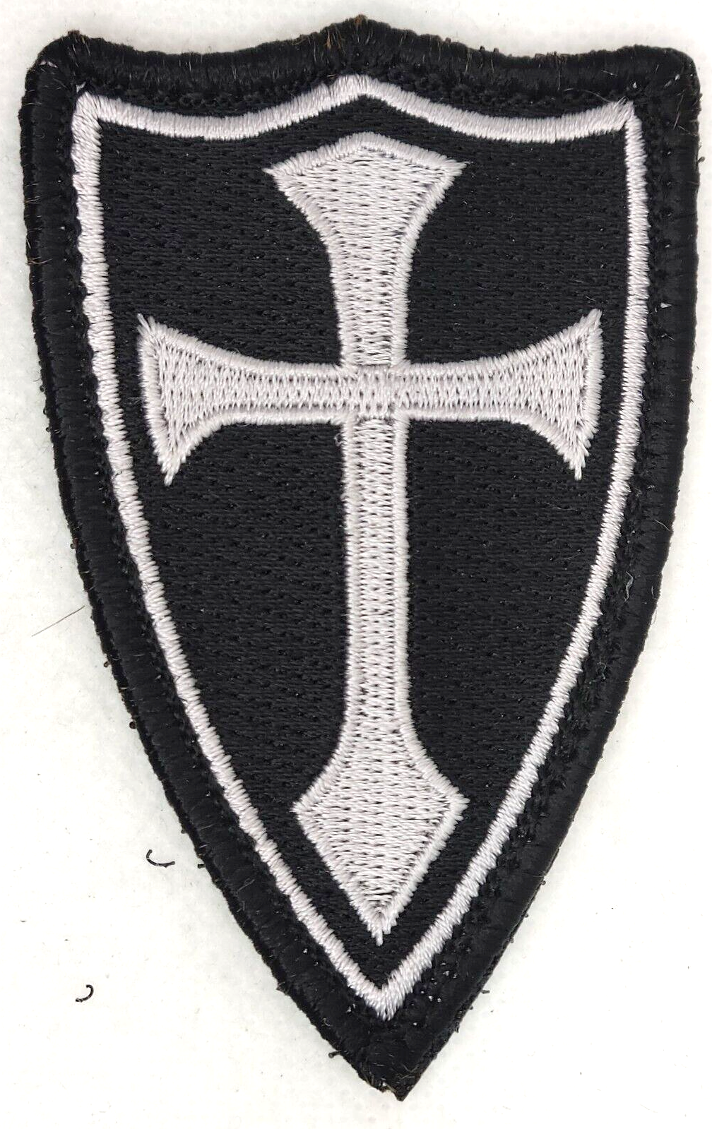 🔥 Cross Crusader Navy SWAT Shield Tactical Embroidered Patch - Black Trim Silver
