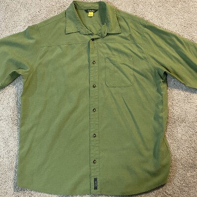 #ad Cabela#x27;s Men#x27;s Button Shirt Lightweight Short Sleeve Solid Green XLT $14.99