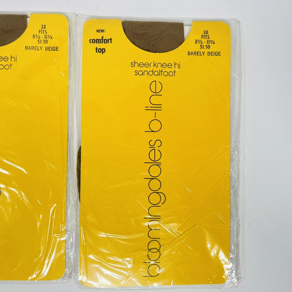Pantimedias Bloomingdale’s Línea B Estilo 38 Talla B Apenas Beige 2 Pares DE COLECCIÓN Foto 3 de 4