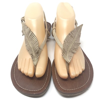 Carlos Santana Tandy2 Gold Rhinestone Feather Thong Slingback Sandals Size 9 | eBay