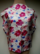 VTG Floral 21 1/2 Square Scarf Rose of Sharon Periwinkle Blue Pink Fuchsia EUC