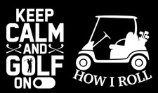 Golf 2 Pack 5" White Vinyl Decals Car Windows Laptop Tablet Mailbox Bin Notebook