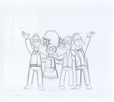 Simpsons Lenny Carl Mel Original Art w/COA Animation Production