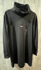 TOMMY HILFIGER NWT Womens Black Long Sleeve Turtleneck Sweatshirt Dress Sz L