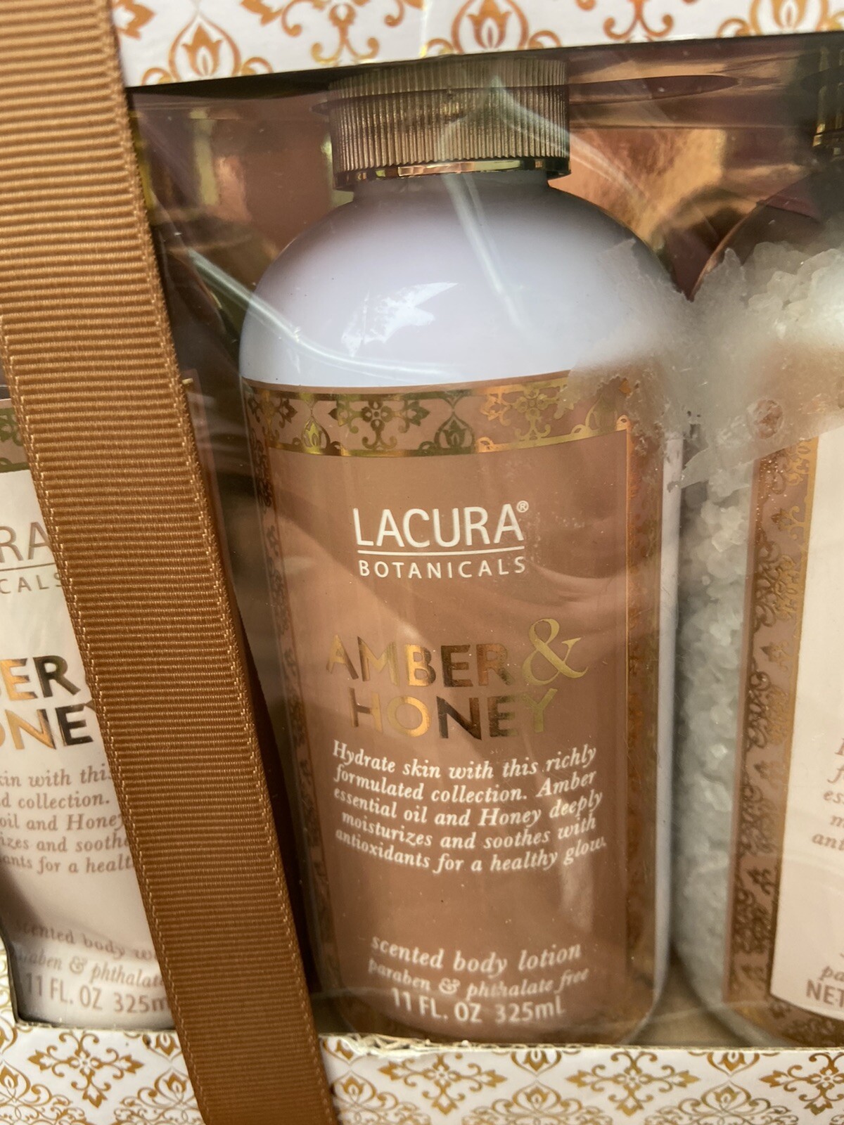 Lacura Botanicals Amber & Honey Body Wash Body Lotion Bath Salts Gift