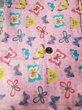 2 5/8 YDS Flannel Quilt Sewing Fabric Pink With Colorful Butterflies Traditions