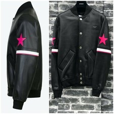 UltraRare Gorgeous Givenchy AW18 Lamb Leather Solid Black Stars Bomber Jacket