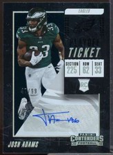 Josh Adams AU/99 Rookie Card 2018 Panini Contenders Playoff Ticket #200 