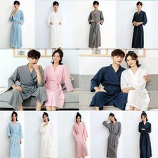 Unisex Cotton Microfiber Waffle Towel Dressing Gown Nightwear Hotel Spa Bathrobe