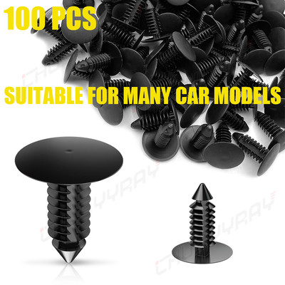 100-Pack Auto Bumper Push Clips & Plastic Rivets – 8mm Hole Fitment For Fenders & Trim 5 thumbnail image