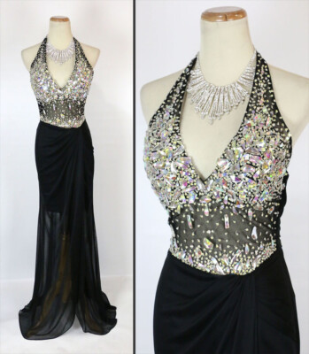 New Terani $360 Black Long Prom Formal Dress Halter Gown Beads Size 4 NWT | eBay New Terani $360 Black Long Prom Formal Dress Halter Gown Beads Size 4 NWT | eBay