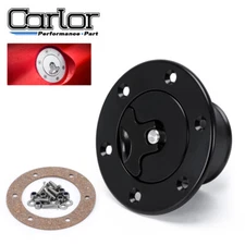 Aluminum Aircraft Style Gas Fuel Filler Cap Tank Cover for Car Flush Mount Black