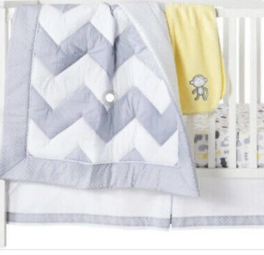 Новый комплект постельного белья Circo Zigs 'n Zags из 4 предметов для детской кроватки серый белый желтый - Изображение 4 из 4