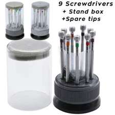 Mini Flat Tips Phillips Head Screwdrivers Set in Stand Box Watch Repair Tool Kit
