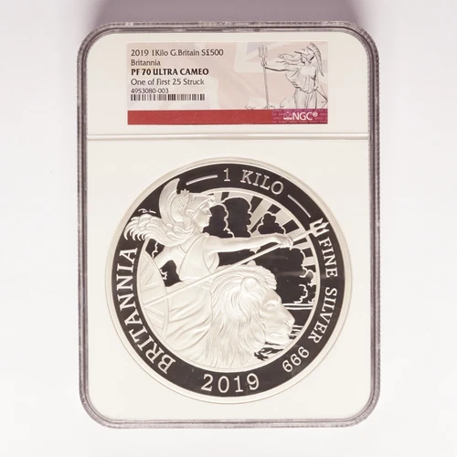 2019 Great Britain £500 Silver Britannia NGC PF 70 Ultra Cameo
