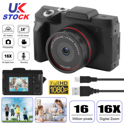 HD Digital Camera 16X 16MP Flip Screen Selfie Mirrorless Cam