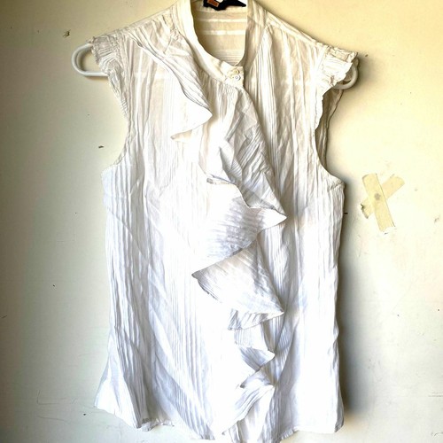 Bcbg maxazaria top white ruffle sleeveless size 4 | eBay