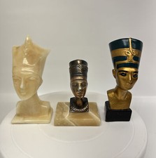 Egyptian Figurine Statue Sculpture Bronze & Marble QUEEN Nefertiti (Lot Of 3)
