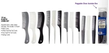 12 pcs Assorted Color Professional Comb Set Rake Tooth PinTail Styling FREE SHIP