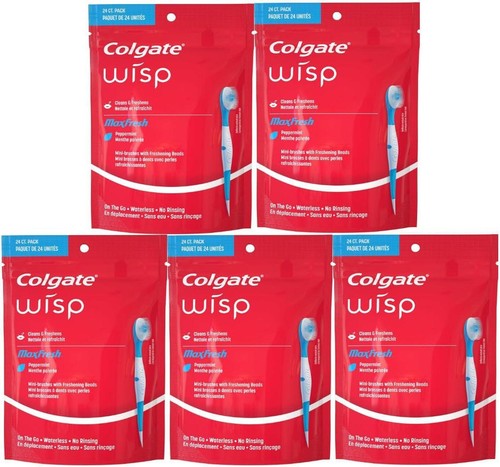 Mini cepillo de dientes desechable Colgate Max Fresh Wisp, menta - 24 unidades, paquete de 5 - Imagen 1 de 6