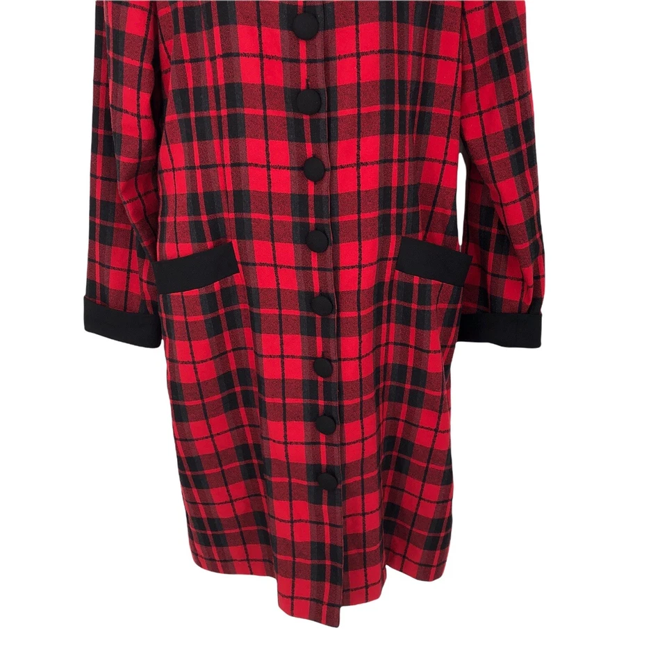 Vintage 90s Womens Plaid Dress L Button Front Compagnie Internationale Express - Image 4 of 4