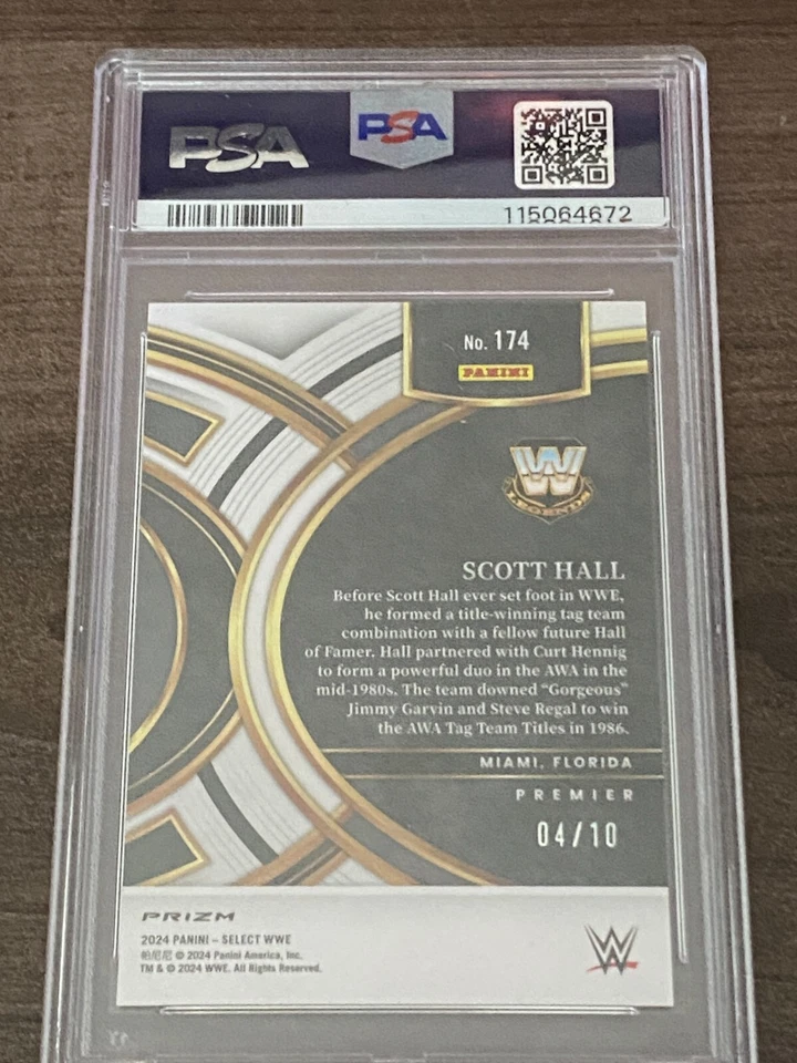 2024 Panini Select WWE Scott Hall #174 Gold Flash #10/10 GEM MT PSA 10 - Image 3 of 3