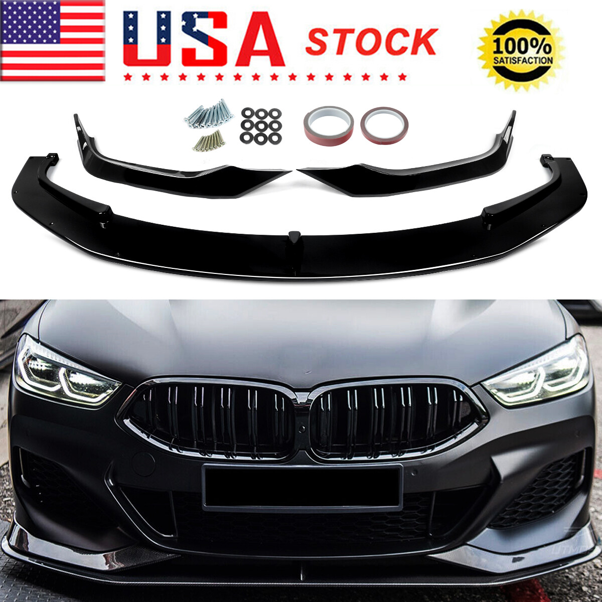 Gloss Black Front Bumper Lip Splitter For BMW 8 Series G14 G15 G16 ...