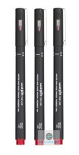 Uni PIN Red Ink Fine Line Drawing Pens - 0.4mm Tip - Set of 3 - 04-200