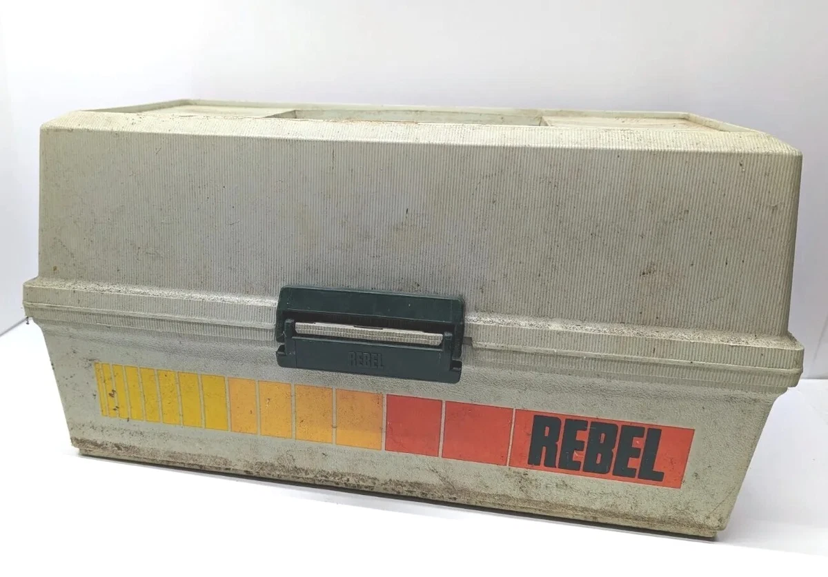 Vintage Rebel 600 Hard Plastic 3 Tray Fishing Tackle Box Used Retro Old