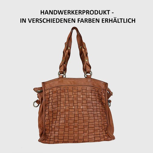 Tasche Leder Damen Vintage Geflochtene Italienische Gewashene Brida Hand 5 - Bild 1 von 12