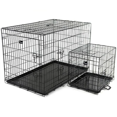 Dog Cage Pet Puppy Metal Training Crate Carrier Black S M L XL XXL sizes
