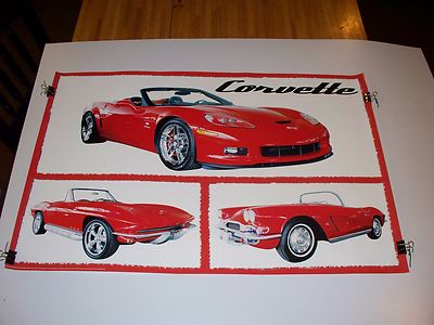 Corvette Poster 24 X 36 Out of Print Chevrolet 3 Diffrent Vette Years LAST ONE!