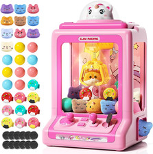 Claw Machine for Kids, Mini Vending Machine with Game Coins & Music, Prize Dispe