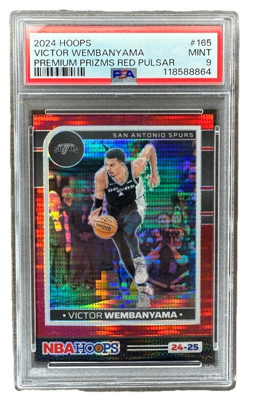 Victor Wembanyama 2024 Hoops PSA 9 #165 Premium Prizms Red Pulsar 171/199 POP 3