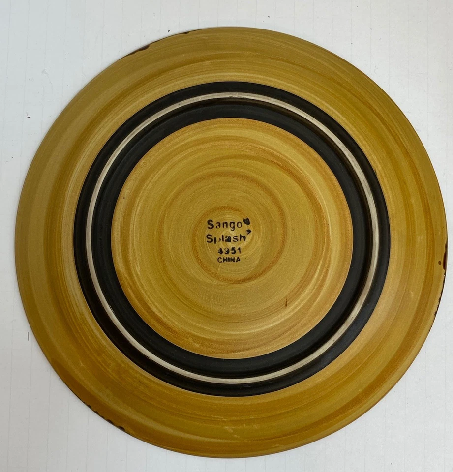 Juego de vajilla de 4 piezas Sango Splash 4951 marrón hecho a mano por goteo; 1 lugar Foto 3 de 4