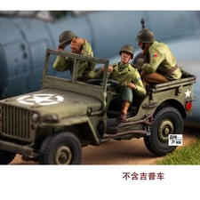 Homemade 1/72 WWII US Army driver with three soldiers in the vehicle Model