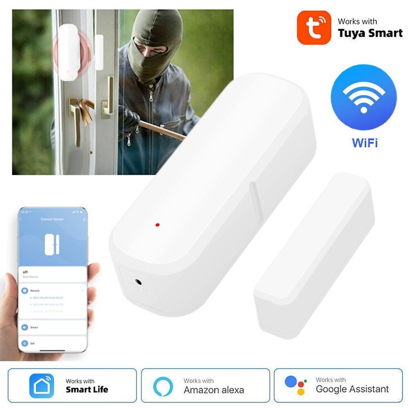 Tuya WiFi Door Window Sensor Smart Home No Hub Required App Control