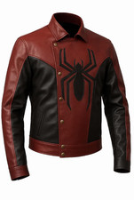 Embossed Spider Leather Jacket Handmade Halloween Costume Coat Gift For Him/Her.