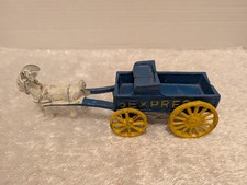 Vintage Cast Iron Goat/Ram Pulling An Express Wagon