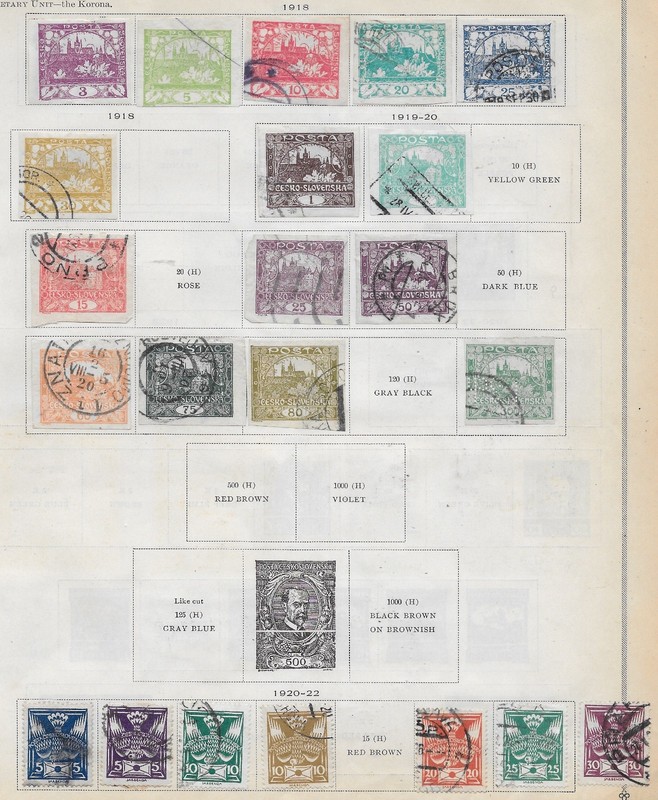 22 Czechoslovakia Stamps from Quality Old Antique Album 1918-1922