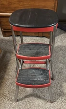 Vintage Cosco Kitchen Step Stool Ladder Backless Seat w/ fold out Steps Red