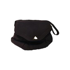 VTG Small satin dark brown handbag, Gold clasp Shell, Thinrope-style strap.